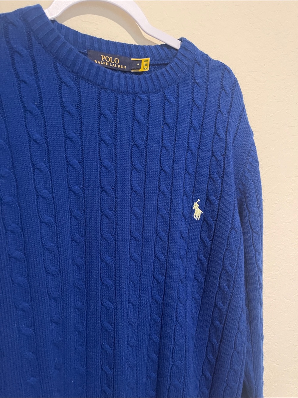 Polo by Ralph Lauren Royal Blue Cable-Knit Crewneck Sweater - Picture 2 of 3